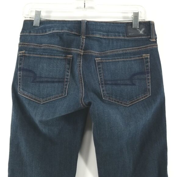 American Eagle Jeans Women's Size 4 Blue Washed Artist Crop Denim Super Stretch - Picture 6 of 10